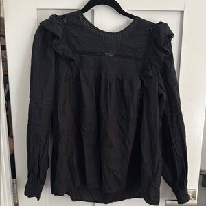 Madewell Black Ruffled Blouse